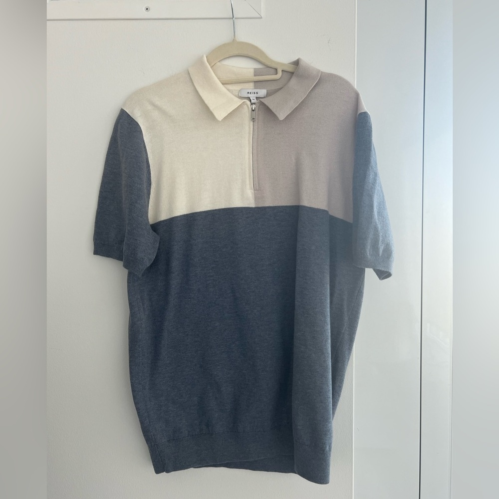 Medium Reiss color block polo with zipper detail